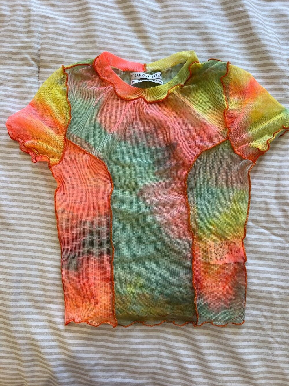 Urban Outfitters Kindred Pink Combo Mesh Baby Tee Size S